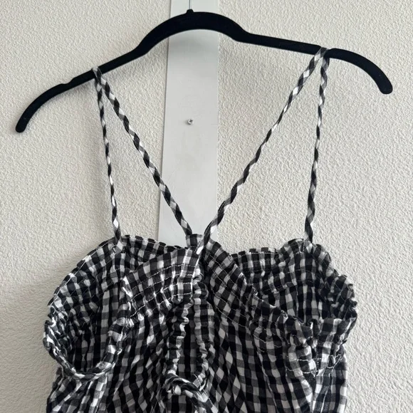 NWT Free People Retro Heatwave Gingham One-Piece Jumpsuit Black and White Boho - Picture 8 of 15